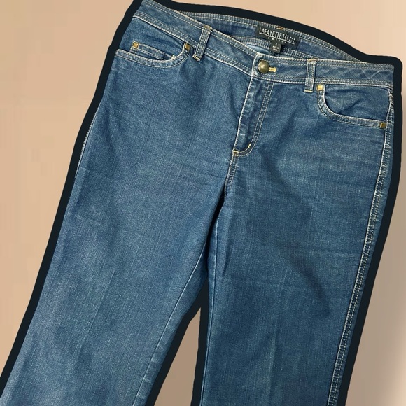 Lafayette 148 New York Dark Wash Classic Bootcut Jeans Size 6 Petite - Picture 6 of 16